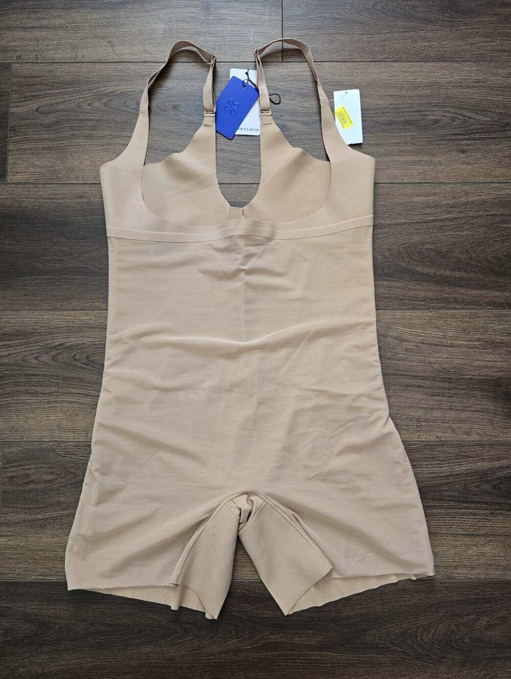 Honeylove Size 2X Open-Bust Mid-Thigh Bodysuit Tan SPBS00006